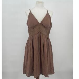 NWT‎ Almost Famous Brown Babydoll Sundress Crochet Y2K Forest Fairy Coquette
